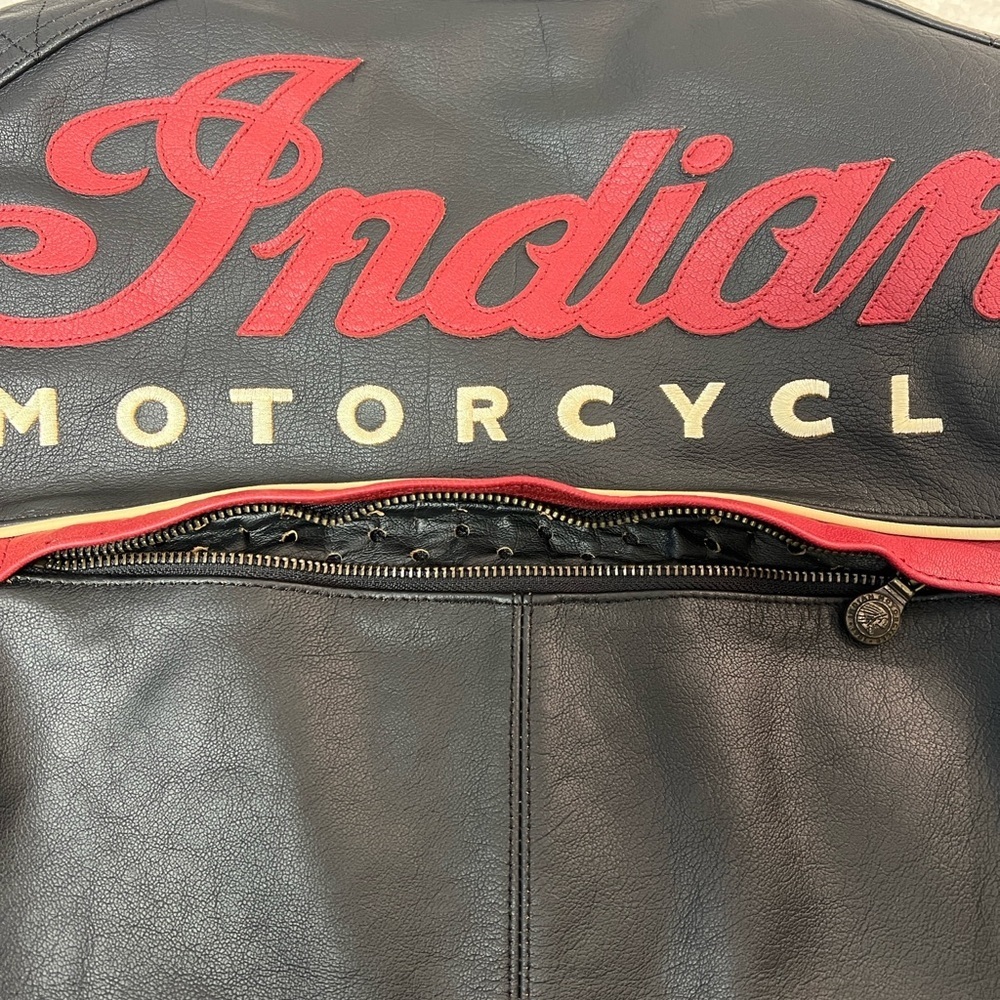 Indian Motorcyle Licensed Freeway Black Leather Coat Jacket Men's XXL - Picture 9 of 16
